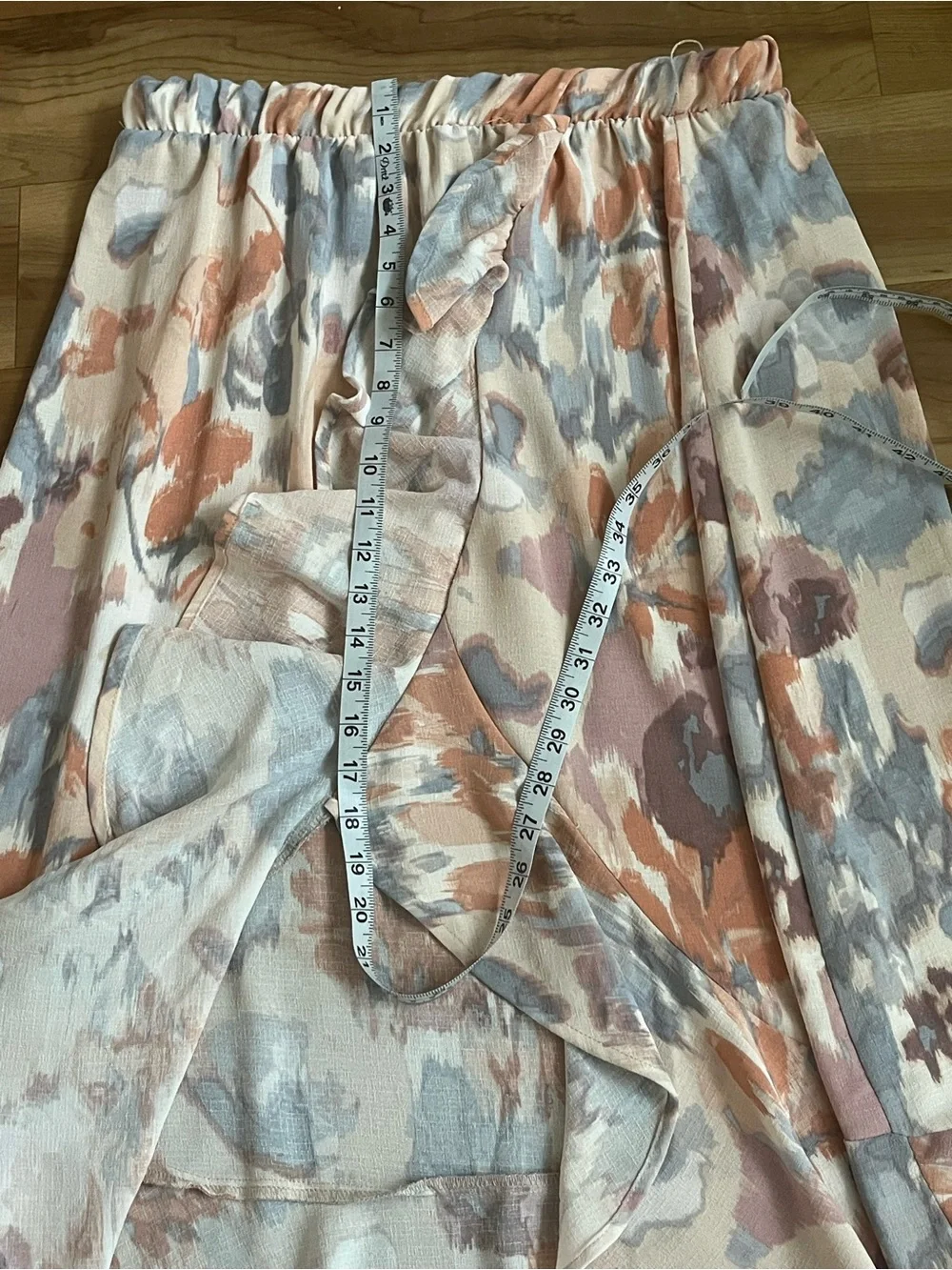 Madison + Hudson Abstract Floral Ruffle Wrap Midi Skirt Size M